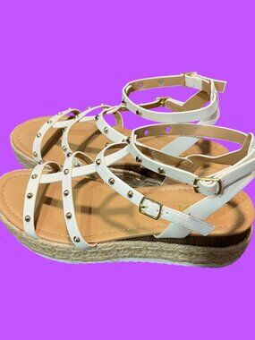 Sz.9*Soda*White Strappy Gladiator Sandals W/ Platform